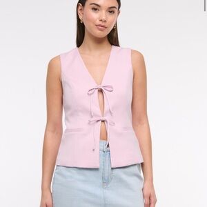 Abercrombie & Fitch Light Pink Tie-Front Blouse
